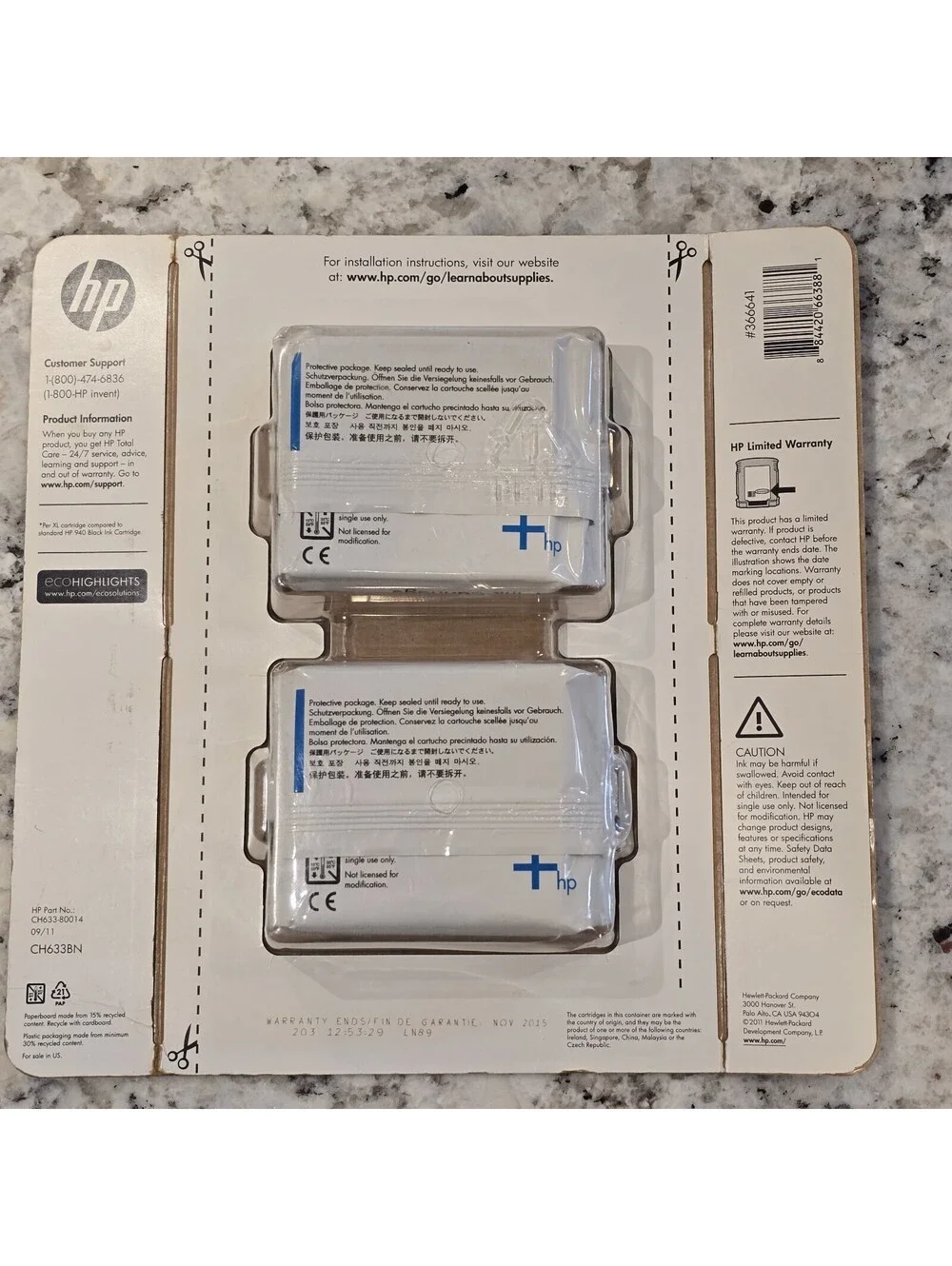 Twin Pack Genuine HP Hewlett Packard Officejet Ink Black 940XL